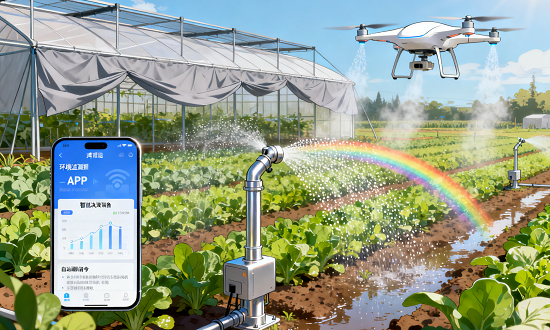 智慧农业解决方案中自动化控制，展现智能决策与精准执行的场景