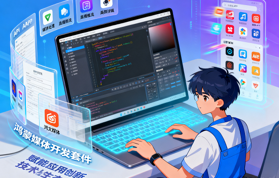 呈现鸿蒙系统开发支持方面优化媒体类APP体验的技术生态场景